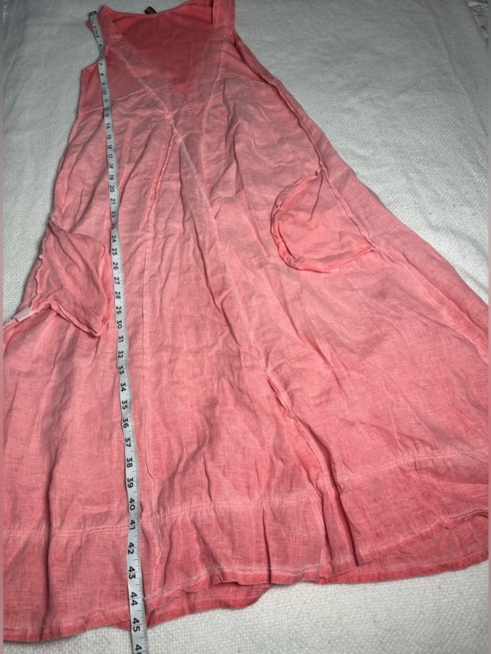 Inizio Made in Italy 100% Linen Sleeveless Midi Dress - Pink/Coral - Size M - Picture 7 of 8